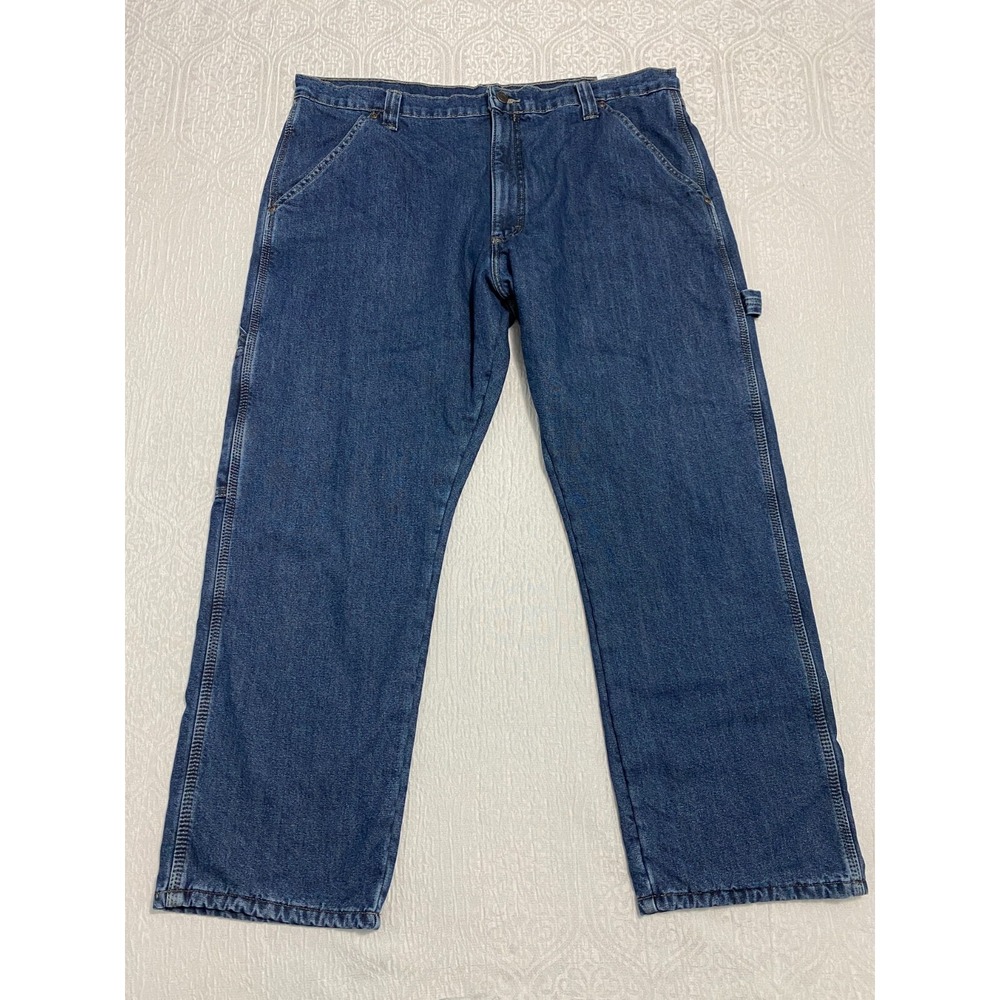 Wrangler Mens 38x30 Blue Fleece Lined Carpenter Jeans Denim Relaxed Fit - Picture 3 of 9